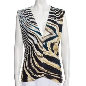 Roberto Cavalli Vintage Print V-Neck Blouse
